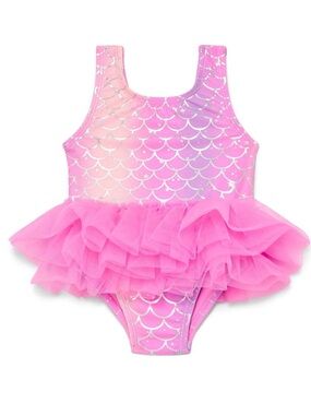 2T Toddler Girls Pink Mermaid Tutu One-Piece Swimsuit